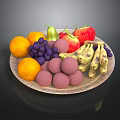Colorful Fruit Platter With Oranges Grapes Apples Bananas And Pears