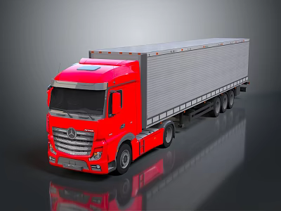 Red Semi Truck With Large Cargo Trailer And Shiny Exterior Design 3d model