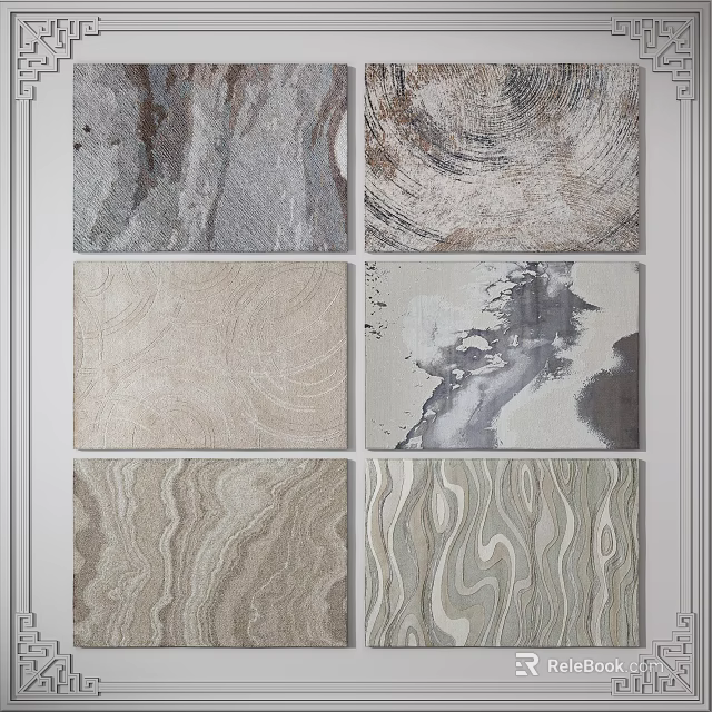 Various Square Rugs With Modern Textures And Abstract Patterns For Home Decor 3d model