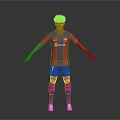 Men's Red And Blue Striped Jersey With Blue Shorts Socks And White Sneakers