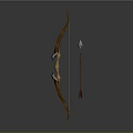 Traditional Wooden Archery Bow And Arrow With Metal Arrowhead And Red Fletching