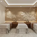 Traditional Chinese SPA Room With Comfortable Beds And Art Decor