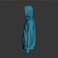 Blue Casual Hoodie With Zipper Closure And Front Pocket For Everyday Wear