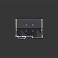 Cartoon House Scene With Red Brick Walls Black Roof White Window Frames And Small Porch