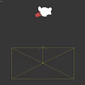 Cute White Cartoon Dog With Red Collar Pushing Red Shopping Cart in Playful Pose