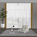 Modern Curtain Window Screen 3d model
