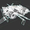 Vintage Rusted Spaceship Model With Multiple Engines And Metallic Wings 3d model