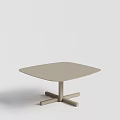Modern Square Coffee Table With Light Beige Smooth Surface And Cross Leg Base 3d model