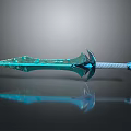Crystal Blue Sword With White Hilt And Decorative Blue Accents