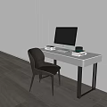 Desk Chair Combination Butterfly Chair Apple Desktop Computer Books Book Ornaments 3d model