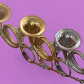 Commercial Equipment Featuring Multiple Silver And Gold Brass Horns Displayed On Purple Background