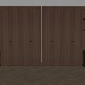 Modern Wooden Wardrobe With Symmetric Design Open Shelves And Natural Wood Tone