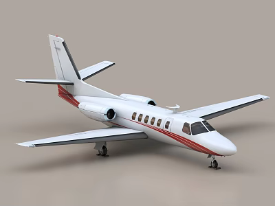 White Passenger Jet With Red Stripes Engines And Landing Gear 3d model
