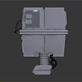 Gray Industrial Equipment With Display Screen Red Yellow Indicators Attached Cable And Stable Stand Base