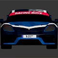 Blue Racing Car With White Stripes Racing Team Livery And ProForm Logo
