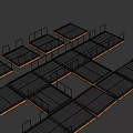 Modular Metal Frame Platforms With Mesh And Wooden Surfaces In Grid Layout 3d model