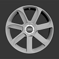 Silver Audi Car Wheel Rim With Alloy Spoke Design And Shiny Reflective Finish