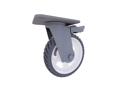 Industrial Equipment Heavy Duty Gray Casters With White Wheels And Locking Brakes 3d model