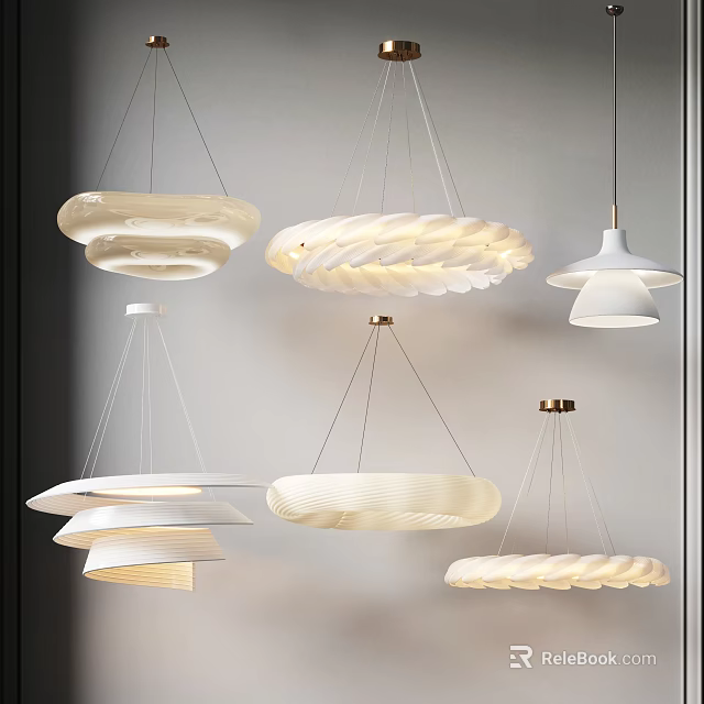 Modern Pendant Lights with Various Contemporary Designs Circular Layered Petal Shaped in Minimalist Interior 3d model 