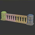 Ornate Stone Railing With Carved Pillars And Reflection In Scenic Landscape