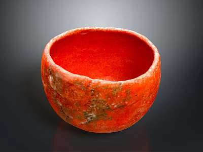 Vibrant Red Textured Ceramic Bowl For Daily Household Use And Decoration 3d model
