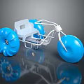 Stylish Blue Wheeled Tricycle Model Featuring White Frame And Comfortable Seat