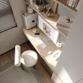 Cozy Home Office Desk Setup With Monitor Keyboard Books And Comfortable Chair