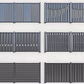 Various Modern Metal Fence Designs With Slatted Patterns And Decorative Elements 3d model