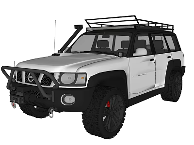 White Off Road Vehicle With Black Roof Rack Front Bumper And Off Road Tires 3d model