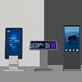 Modern Interactive Self Service Kiosks With Touchscreen Displays Different Sizes And Interfaces 3d model