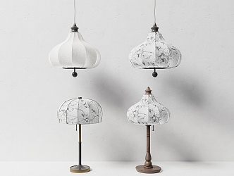 European-style Table Lamp Table Lamp Chandelier Fabric Lamps 3d model