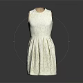 Elegant White Sleeveless Lace Dress With Pleated Skirt Design Details