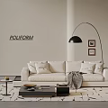 poliform modern double sofa coffee table combination fabric double sofa antique style three-person sofa floor lamp carpet 3d model