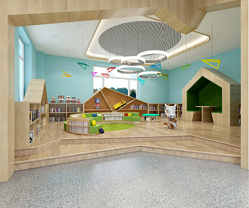 Modern Kindergarten Book Building Corridor 3d model