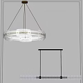 Modern Circular Glass Chandelier With Illuminated Ring And Metal Hanging Chains Design