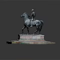 Knight Riding Horse Bronze Statue With Intricate Details On Stone Pedestal