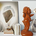 Decorative Ornament Collection With Cherub Statue Stacked Books Glass Diffuser Artistic Frame And Geometric Decor