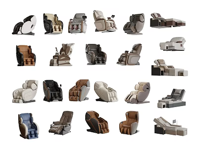 Various Styles Of Modern Massage Chairs With Comfortable Designs For Relaxation 3d model