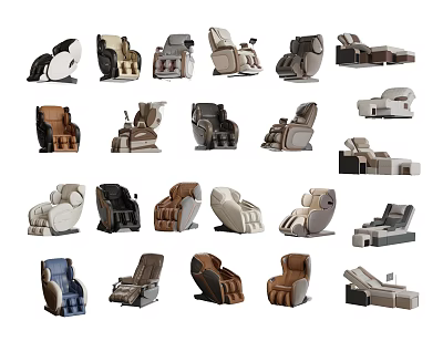 Various Styles Of Modern Massage Chairs With Comfortable Designs For Relaxation 3d model