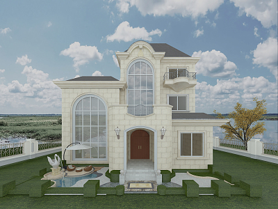 European-style single-family villa 3d model