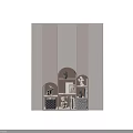 Modern Minimalist Decorative Cabinet With Deer Figurine Angel Statue And Potted Plants