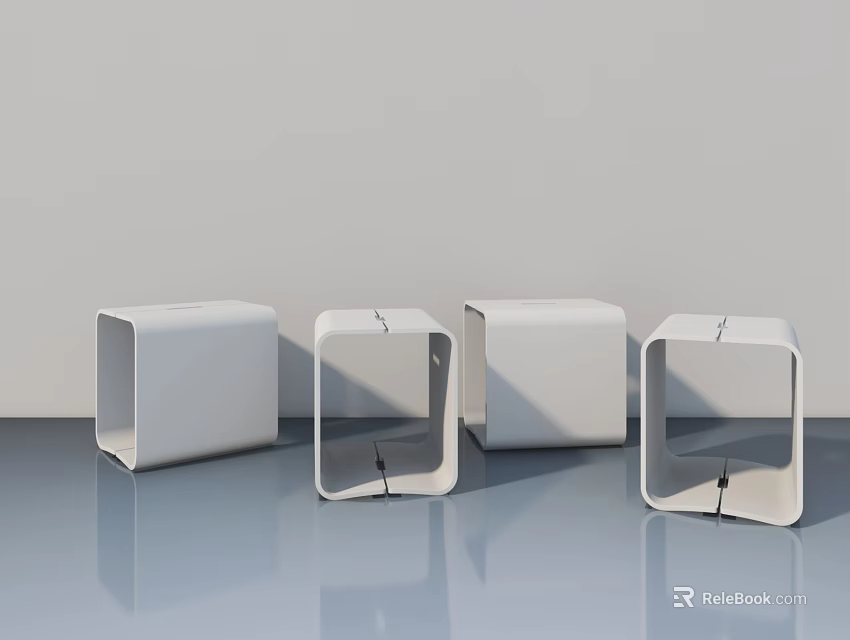 White Hinged Door Models With Cube Shaped Design For Modern Home Interior 3d model 