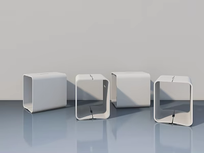 White Hinged Door Models With Cube Shaped Design For Modern Home Interior 3d model