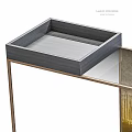 Modern Side Table With Gold Metal Frame And Grey Tabletop Decorative Art Panel