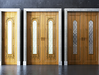 European-style double door combination 3d model