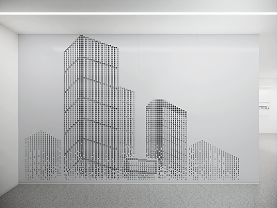 Urban silhouette architectural modeling perforated metal plate office front desk background wall theme wall model