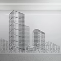 Modern Front Desk Reception Area With Gray Wall City Building Line Art Design