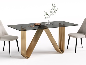 Modern Dining Table and Chair 3d model