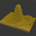 Ancient Temple Model With Stone Structure Detailed Steps And Ruin Elements On Square Base 3d model