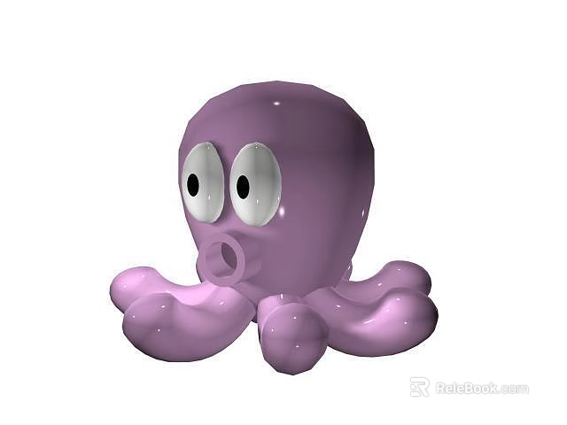 Purple Octopus Doll With Big Round Eyes Open Mouth And Soft Tentacles 3d model 